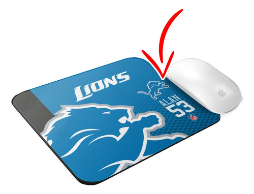 Mousepad Personalizado Detroit Lions Con Tu Nombre