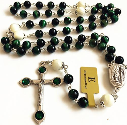 Elegantmedical Collar Crucifijo Rosario Católico Con Cuentas