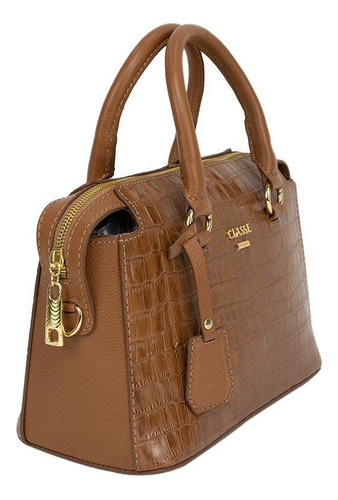 Bolsa Tote Feminina Classe Couro 2252 Croco Marrom