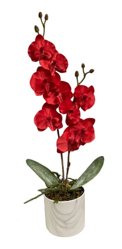 Arreglo Floral Artificial | Orquídea Roja 2 Varas | 43 Cm