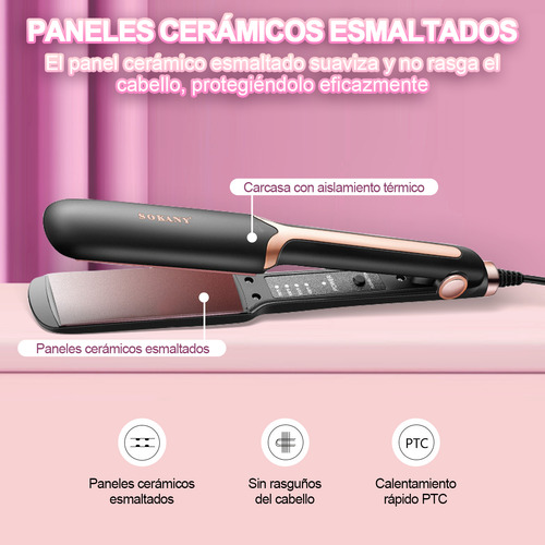 Plancha Cabello Profesional 2 En 1 Para Hogar Dorado