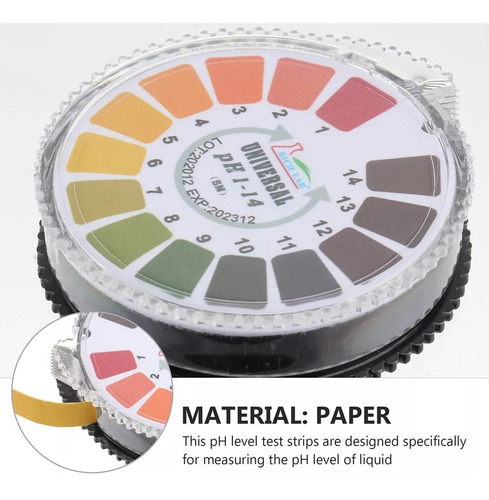 Rolo De Fita De Papel Teste Ph 1-14 Agua Aquário Universal