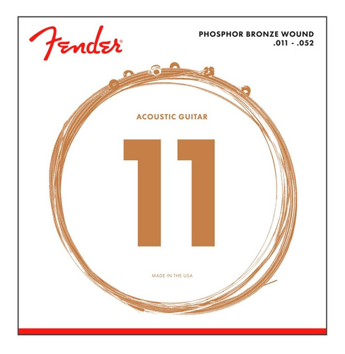 Cordas de guitarra acústica Fender Phosphor Bronze 1.1-0.52