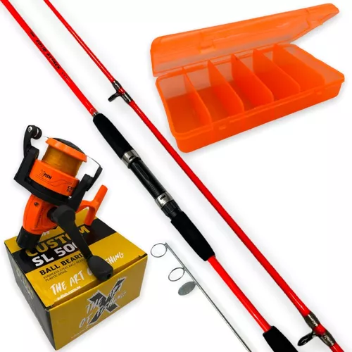 Kit Pesca Caña 2,40m + Reel Black Serpent +posa Caña +tanza, kit de pesca