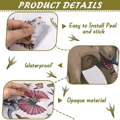 Calcomanías De Pared De Dinosaurios De Acuarela, Pegatinas D