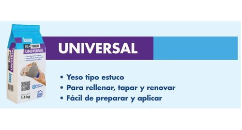 Imagen 3 de 7 de Fix+finish Universal Knauf 1,5kg Yeso Tipo Estuco Multiuso