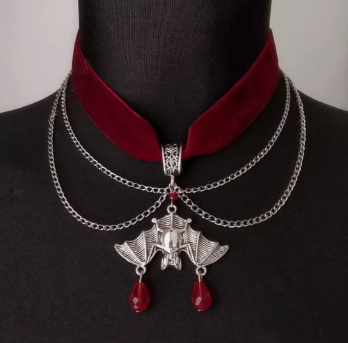 Collar Choker Murcielago Bath Goth Aesthetic Deathrock Dark