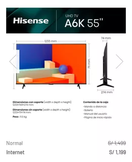 Tv Smart Hisense 55 Ultra Uhd 4k 55a6k