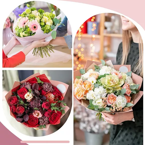 20 Hojas De Papel Coreano Para Ramos Bouquet Floral 03