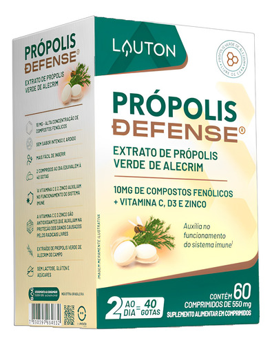 Própolis Verde Alecrim Lauton Com Vit. C/d3 Zinco 60comp
