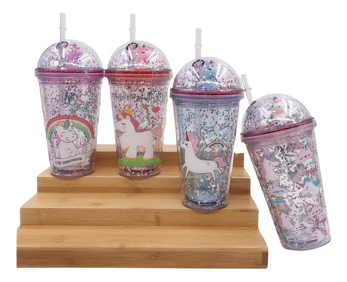 Vaso Pitillo Doble Pared Unicornio Silicona Libre Bpa