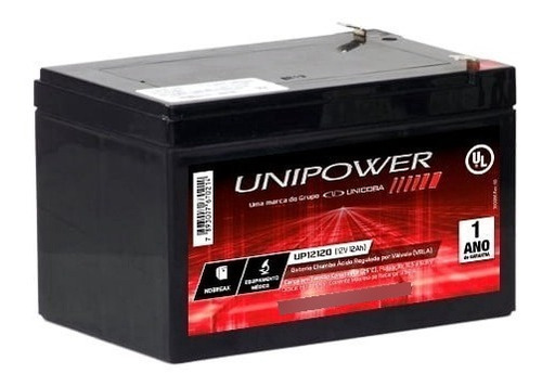 Bateria Selada 12v 12ah Unipower Up12120 - Vida Útil: 3 Anos