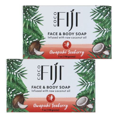 Barra De Jabon Coco Fiji Para Cara Y Cuerpo Infundida Con Ac