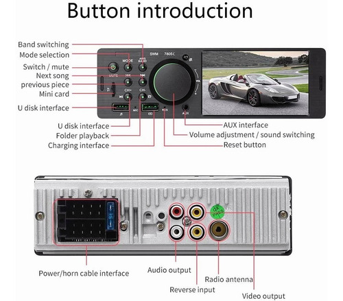 Imagen 2 de 9 de Reproductor Auto Estereo Pantalla Táctil 4.1 Mp5 Bt + Camara