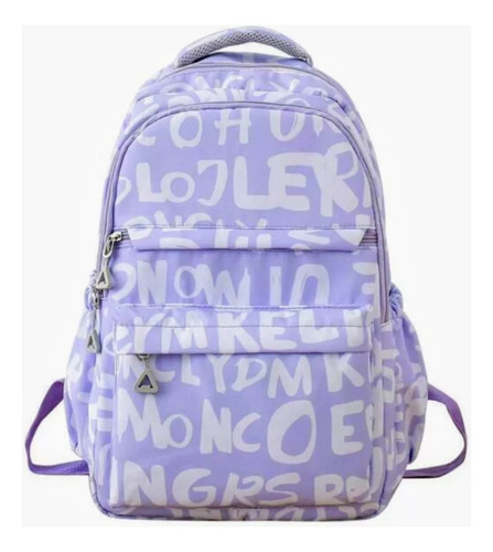 Mochila Escolar Importada, Ideal Primaria Y Secundaria Lila Liso