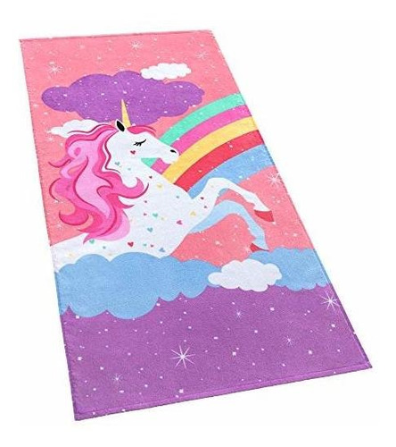 Toalla De A De Terciopelo Con Diseño De Unicornio Arco...