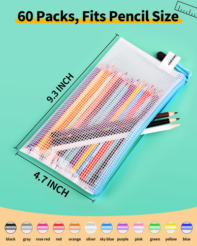 Estuche Para Lápices 60 Piezas 12 Colores Impermeable