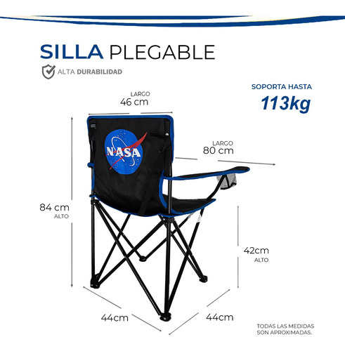 Juego De 2 Sillas Plegables Marca Nasa 100% Original
