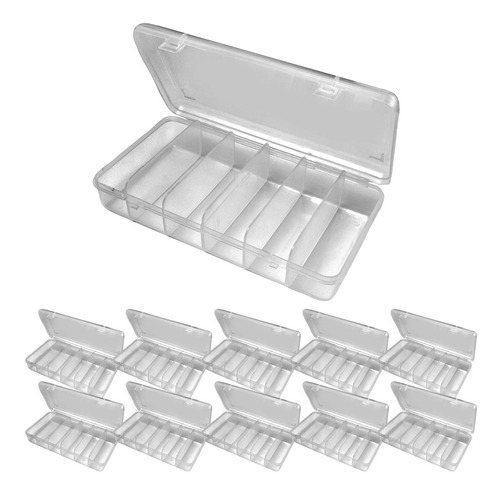 10 Cajas Organizador Plastico 6 Div Pesca Multiuso 21 X 11cm