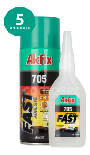 5 Kit Mdf Cola Instantanea Com Primer Ativador 705 Akfix