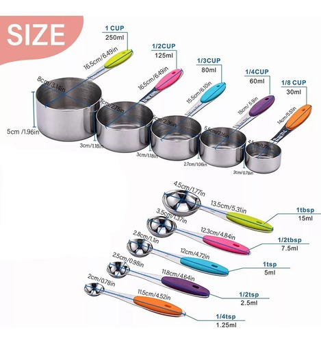 Cf U Chef Tazas Cucharas Medidoras Acero Inoxidable 10