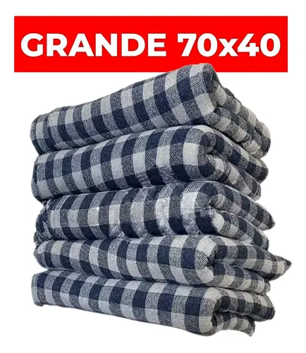 Kit C/ 10 Pano Para Limpeza Grande Xadrez 70x40cm Azul Pacote