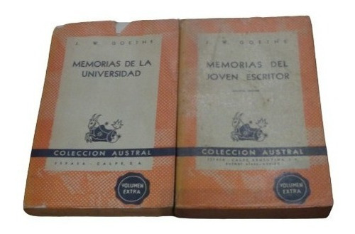 Lote 2 Libros Memorias De Goethe Joven Escritor, Univer&-.