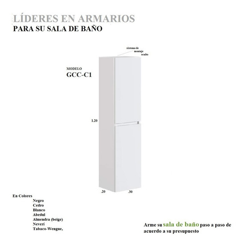 Imagen 3 de 9 de Columna Modular En Melamina Para Baño Mod. Gcc-c1