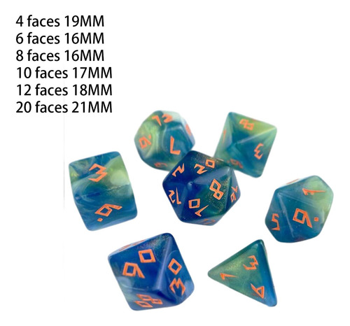 Juego De Dados Poliédricos D20 D12 D10 D8 D6 D4, 7 Piezas