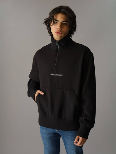 Sudadera Negra Con Cuello Alto Para Hombre Calvin Klein