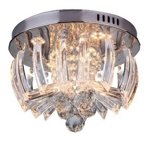 Lustre Cristal Plafon Com Led De 18w Redondo 30cm Greta 