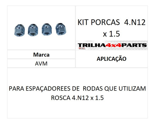 Kit Porcas Para Espaçadores Avm 4n9/16 (4 Pçs)