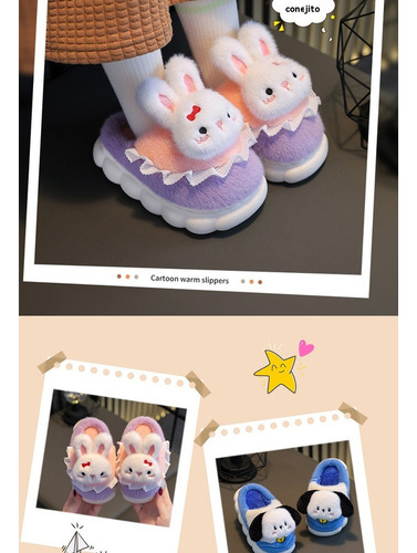 Zapatillas De Algodón Para Niños Y Niñas Con Forma De Conejo