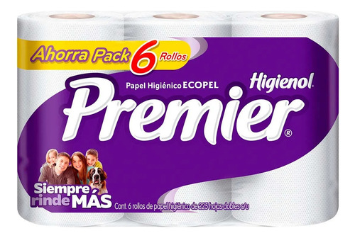 Primer Higienol Papel Higiénico 225 Hojas Doble 6 Rollos