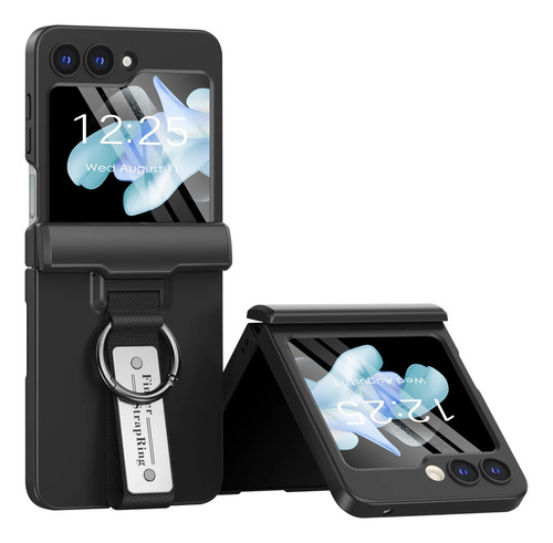 Fundas De Teléfono Spring Hinge Con Correa De Mano Y Anillo Para Samsung Galaxy Z Flip 6 5, Carcasa Resistente A Caídas