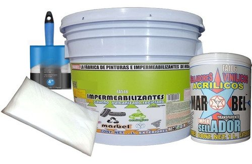 Kit Impermeabilizante Caucho 12 Años Para 4m² 4 Piezas