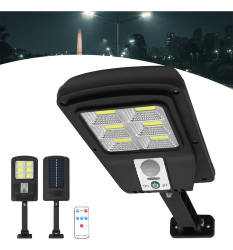 Luminária Solar Rua Led Sensor Presença Mini 48w 6cob Gyld Cor Preto