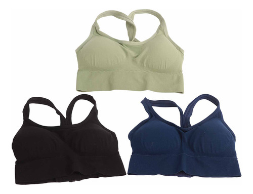 3pcs Sujetadores Deportivos Push-up Cómodos Sin Varillas