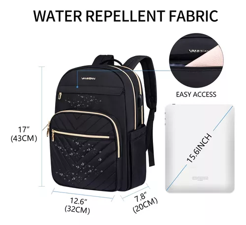VANKEAN Mochila para laptop de 15.6 pulgadas para mujer, bolsa de trabajo  para laptop, a la moda con puerto USB, mochilas impermeables para