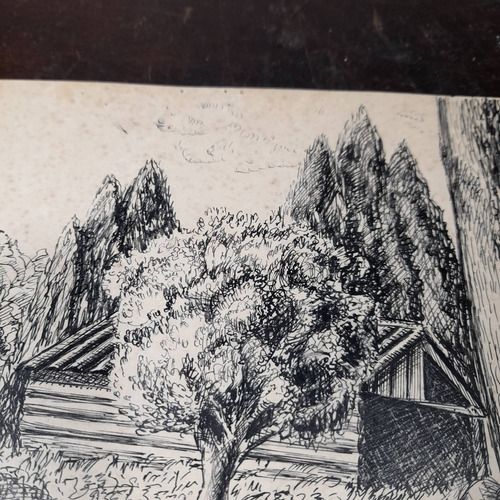 Imagem 8 de 8 de Pintura Desenho Bico De Pena Nanquim Antigo Sem Moldura