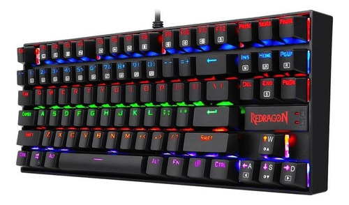 Teclado Gamer Redragon Kumara K552 Qwerty Red Español Latino Negro Español Latinoamérica