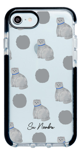 Funda Para iPhone Para Mujer Gatito Gris Con Tu Nombre