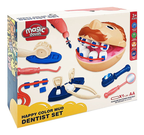 Juego Masas Para Modelar Set Dentista Incluye Accesorios Color Azul