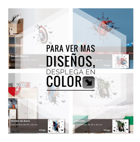 Imagen 5 de 5 de Vinilos Decorativos Superheroe Spiderman Superman Hulk Cap