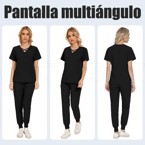 Filipinas Médicas Pijama Quirúrgica Scrub Jogger Uniforme Negro Xxl