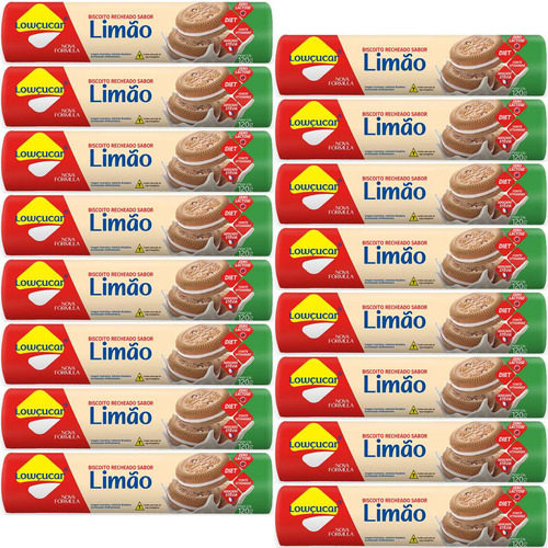 Biscoito Recheado De Limão Lowçucar Diet 120g Kit Com 16