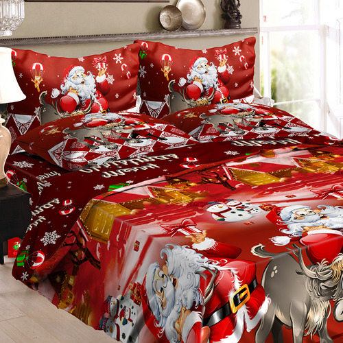 Juego De Cama Con Estampado De Papá Noel, Fundas De Almohada