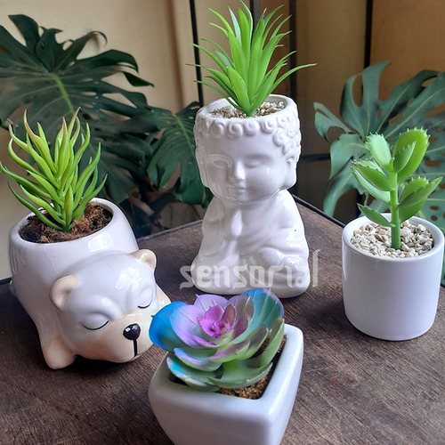 Kit 4 Mini Suculentas Artificiais E Realistas verde Plantas Fake Permanentes Sem Vaso Para Decoração De Ambientes Arranjos Criativos Diy Casa Escritório Ou Eventos
