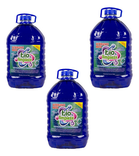 Pack 3 Unid Detergente Bio Limpieza 5 Litros 