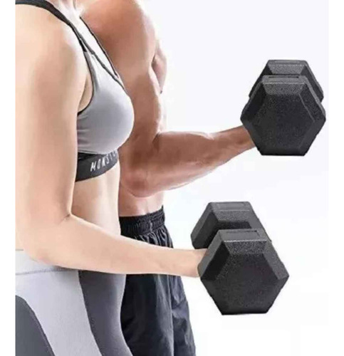 Mancuerna Hexagonal Cromada De Caucho 8kg